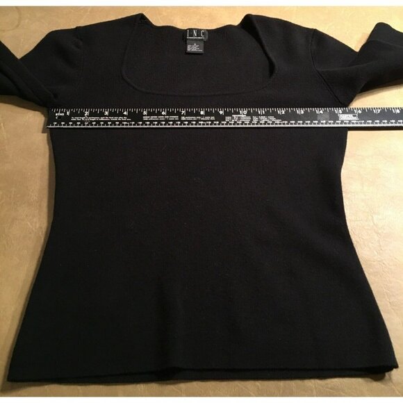 INC INTERNATIONAL CONCEPTS Pre-Owned Scoop Neck Knit Top, BLACK, Size S - Picture 4 of 7